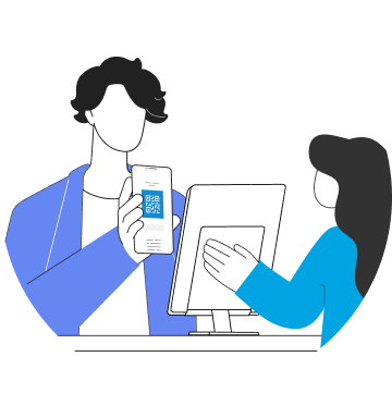 QR受付システムで受付をしているイメージ